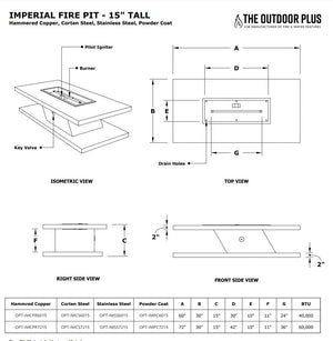 The Outdoor Plus Imperial Metal Fire Pit 15" Tall.
