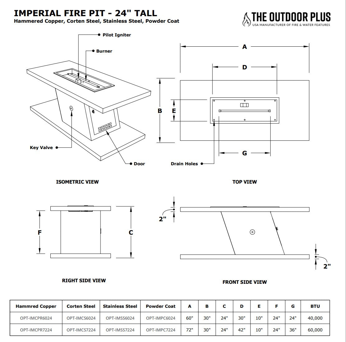 The Outdoor Plus Imperial Metal Fire Pit 24" Tall.