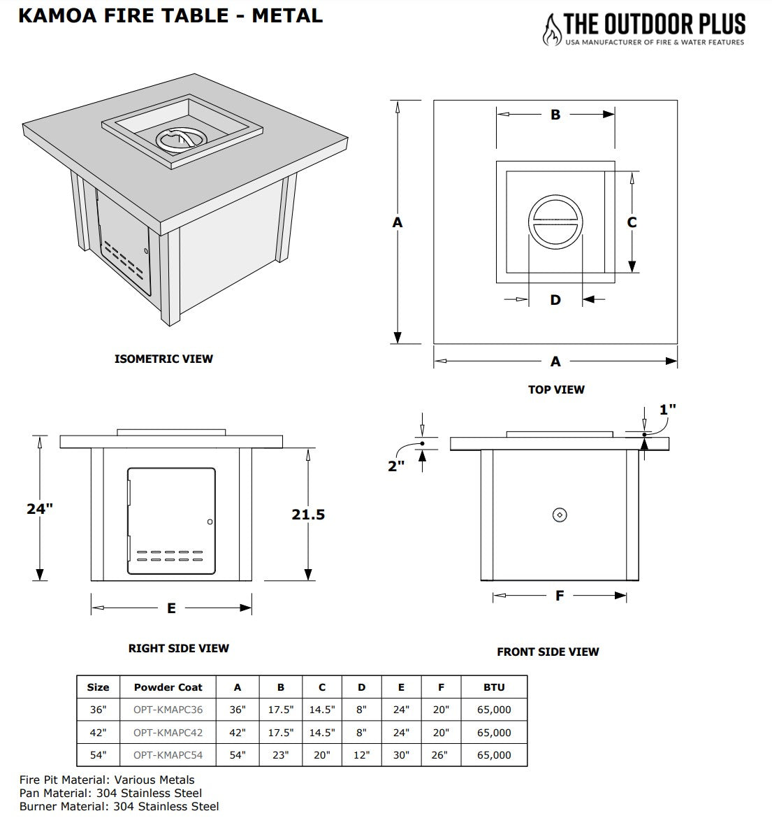 The Outdoor Plus Kamoa Fire Table.