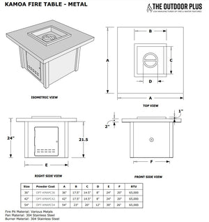 The Outdoor Plus Kamoa Fire Table.