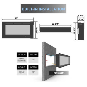 Modern Flames Redstone 26-Inch Built-in Electric Fireplace Insert (RS-2621).