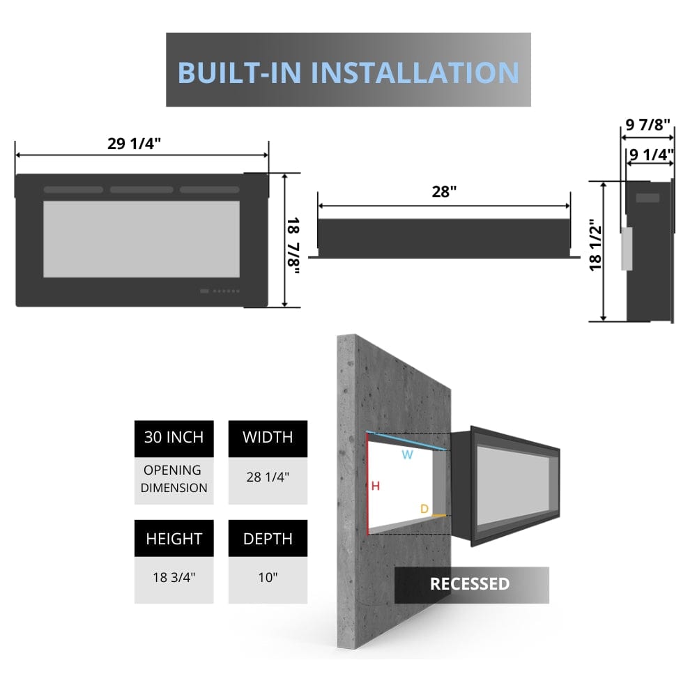 Modern Flames Redstone 30-Inch Built-in Electric Fireplace Insert (RS-3021).