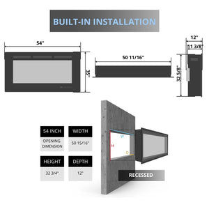 Modern Flames Redstone 54-Inch Built-in Electric Fireplace Insert (RS-5435).