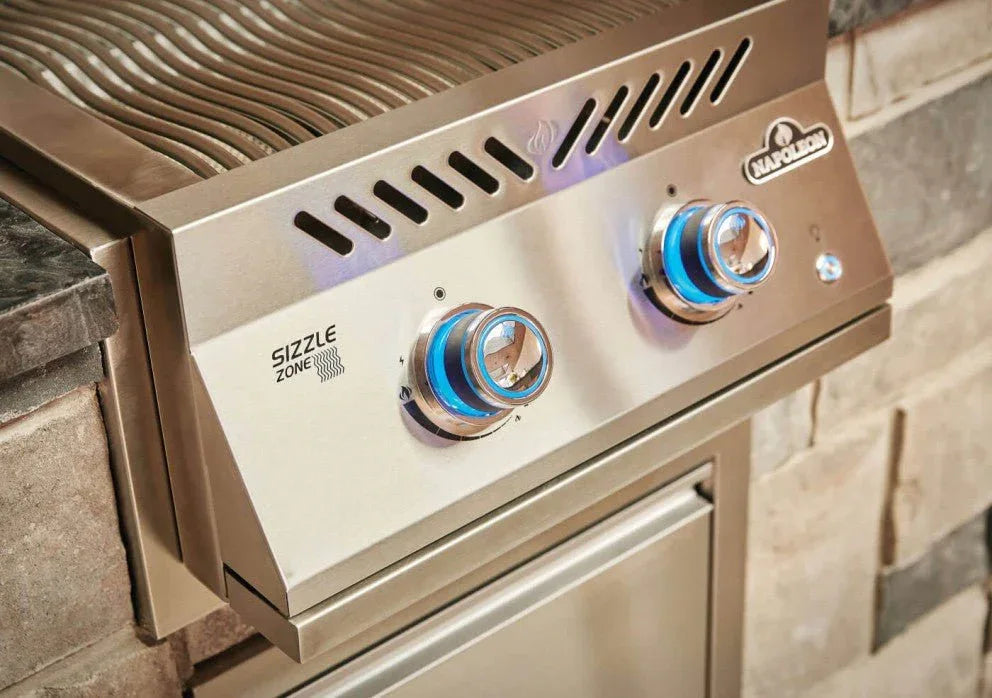 Napoleon Built-in 700 Series 30,000 BTU 18-Inch Natural Gas Infrared Double Side Burner with Stainless Steel Cover - BIB18IRNSS.