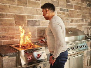 Napoleon Built-in 700 Series 30,000 BTU 18-Inch Natural Gas Infrared Double Side Burner with Stainless Steel Cover - BIB18IRNSS.
