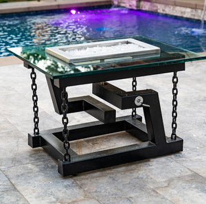 The Outdoor Plus Newton Powder Coated Fire Pit / Chain Support.
