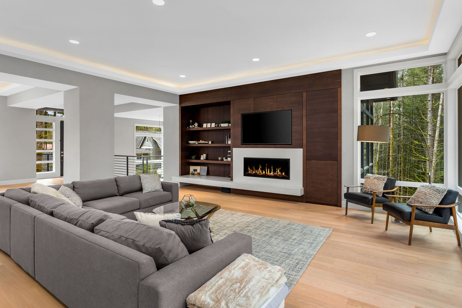 Modern Flames Orion Slim 76" Version 2 Heliovision Virtual Recessed / Wall Mount Electric Fireplace.