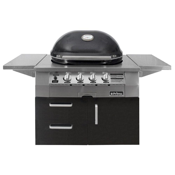 Primo Oval G420 36-Inch Ceramic Freestanding Kamado Gas Grill.