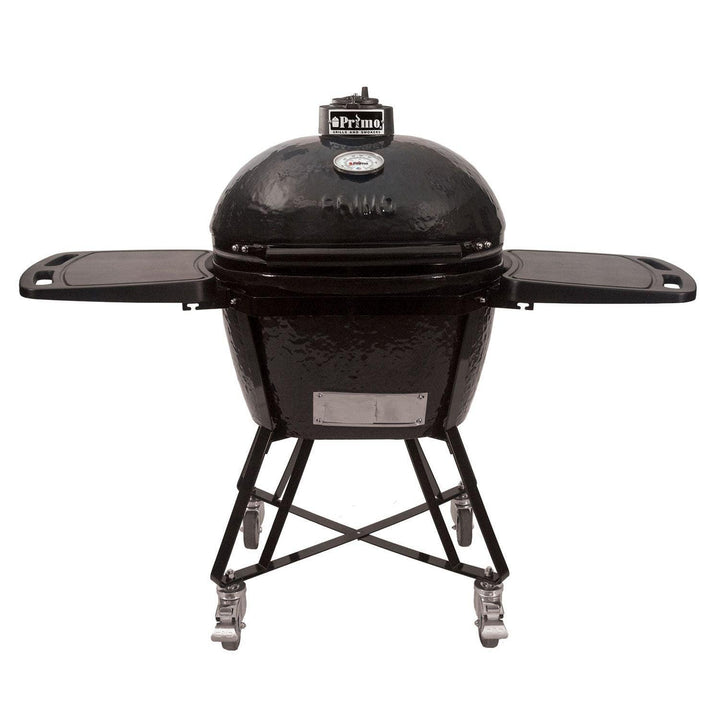 Primo Oval Large 300 Ceramic Kamado Grill with Cradle & Side Shelves.