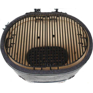 Primo Oval Large 300 Ceramic Kamado Grill with Cradle & Side Shelves.