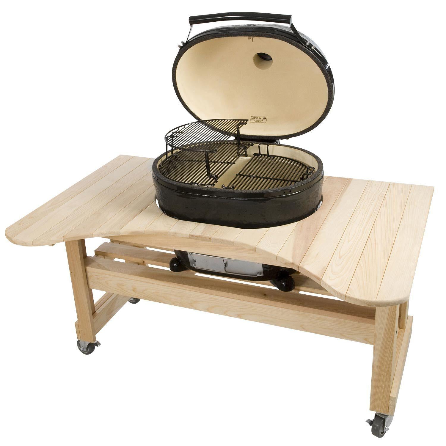 Primo Oval XL 400 Ceramic Kamado Grill on Table.
