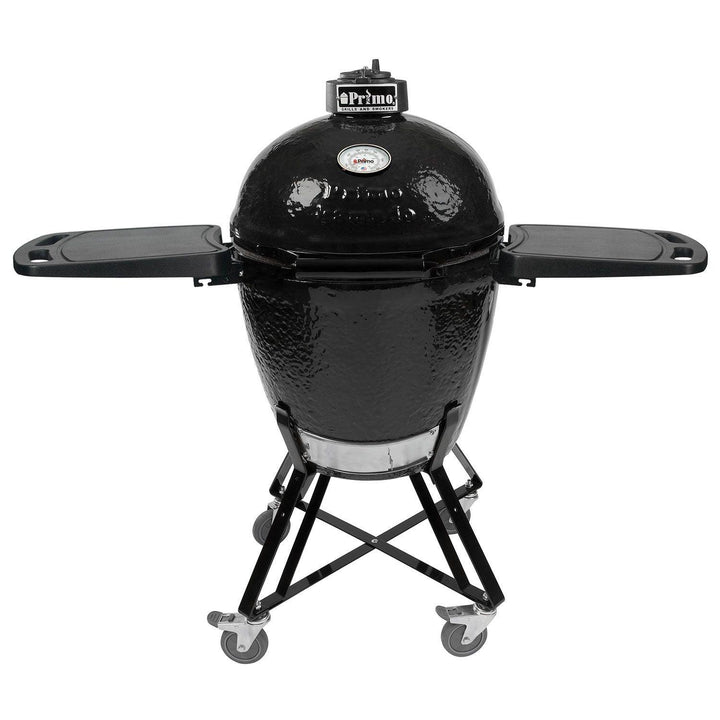 Primo Large Round Ceramic Kamado Grill with Cradle & Side Shelves.