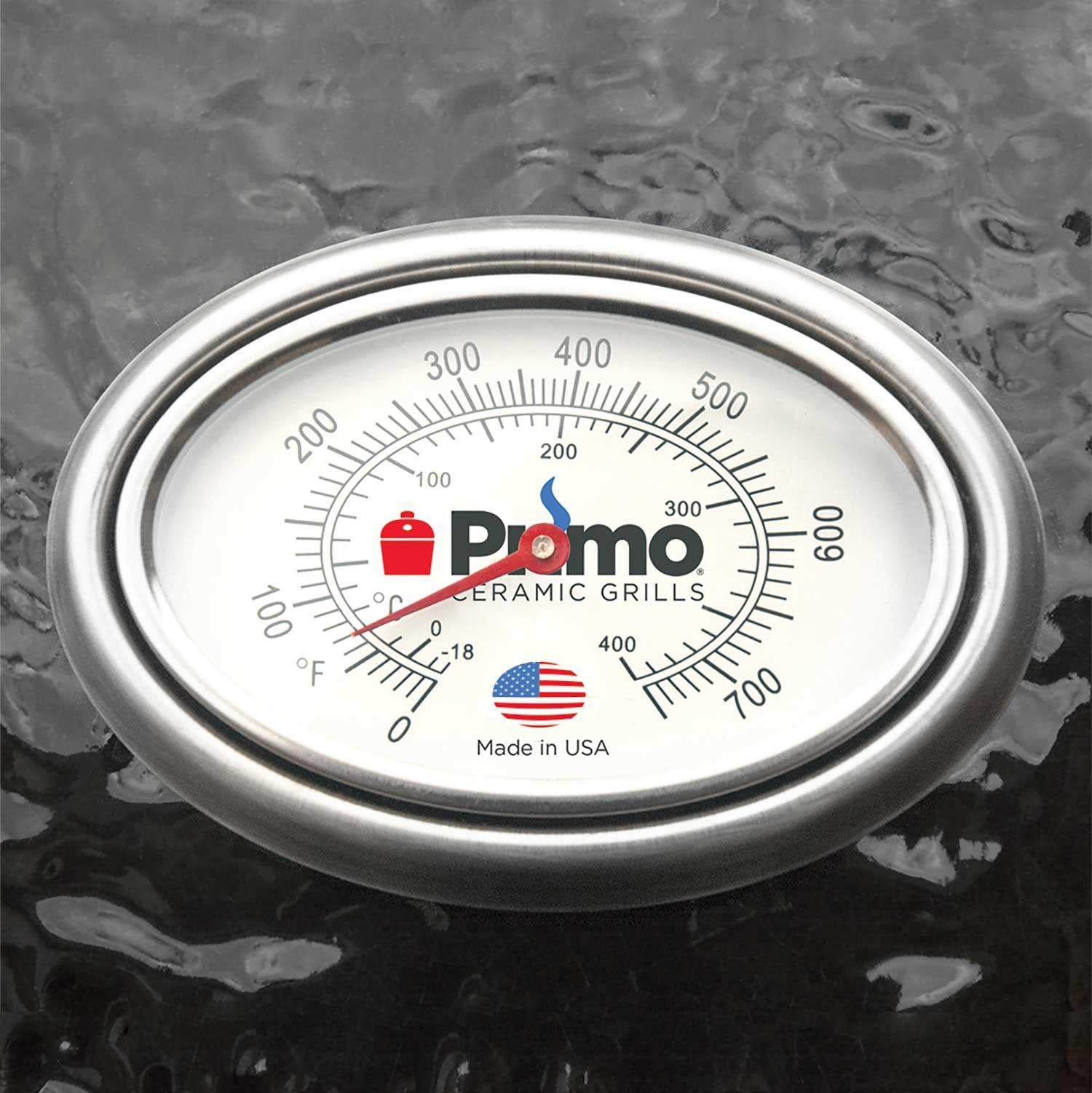 Primo Oval XL 400 Ceramic Kamado Grill with Cradle & Side Shelves.