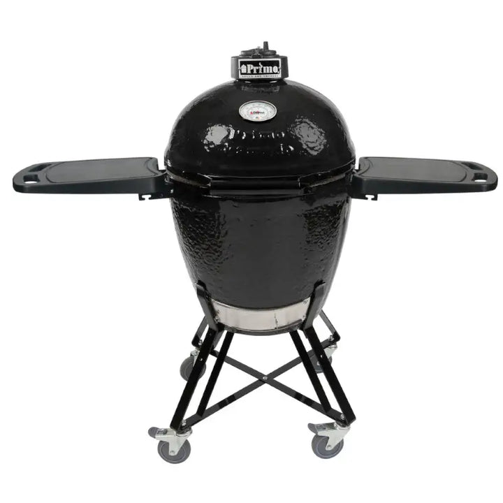 Primo All-In-One Round Charcoal Ceramic Kamado Grill With Cradle & Side Shelves PGCRC.