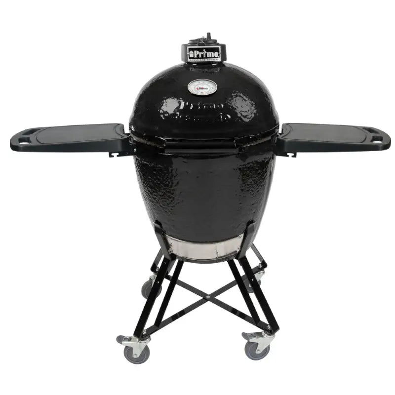 Primo All-In-One Round Charcoal Ceramic Kamado Grill With Cradle & Side Shelves PGCRC.