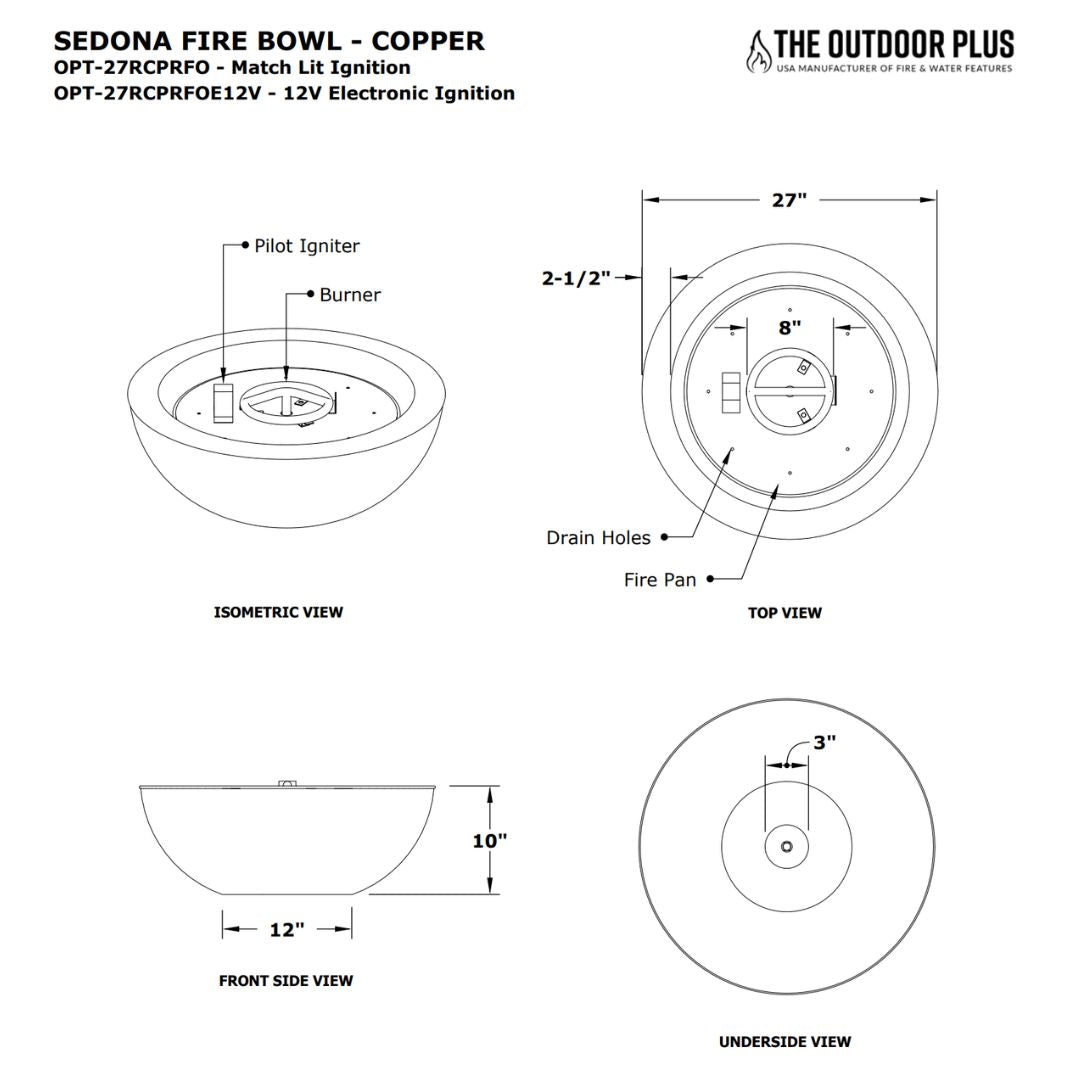 The Outdoor Plus Sedona Copper Fire Bowl.