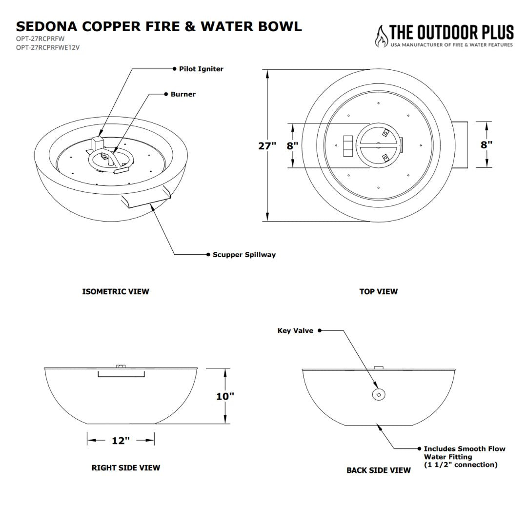 The Outdoor Plus Sedona Copper Fire & Water Bowl.