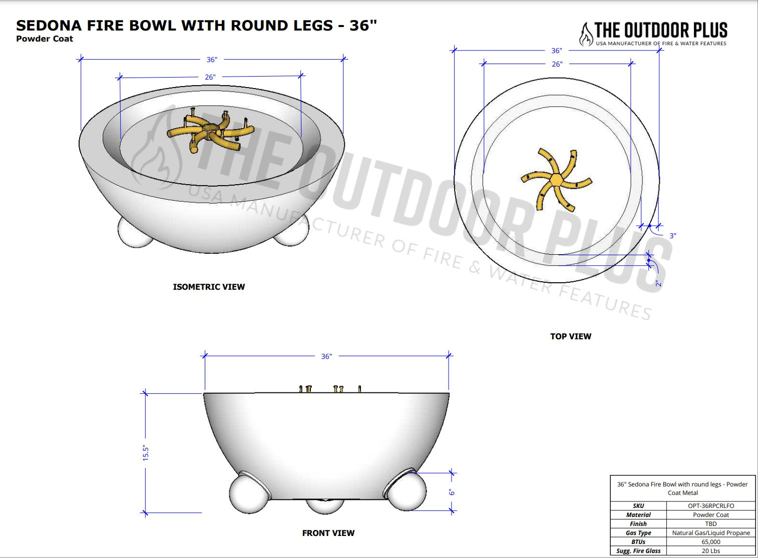 The Outdoor Plus Sedona Fire Bowl with Round Legs.