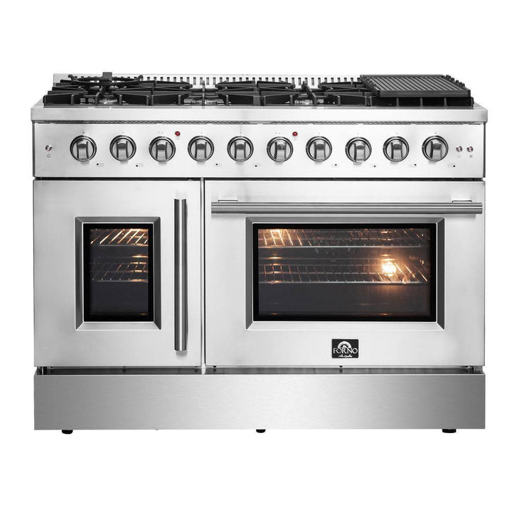 Forno 48" Double Door Gas Range With French Door And 8 Burners, FFSGS6444-48.