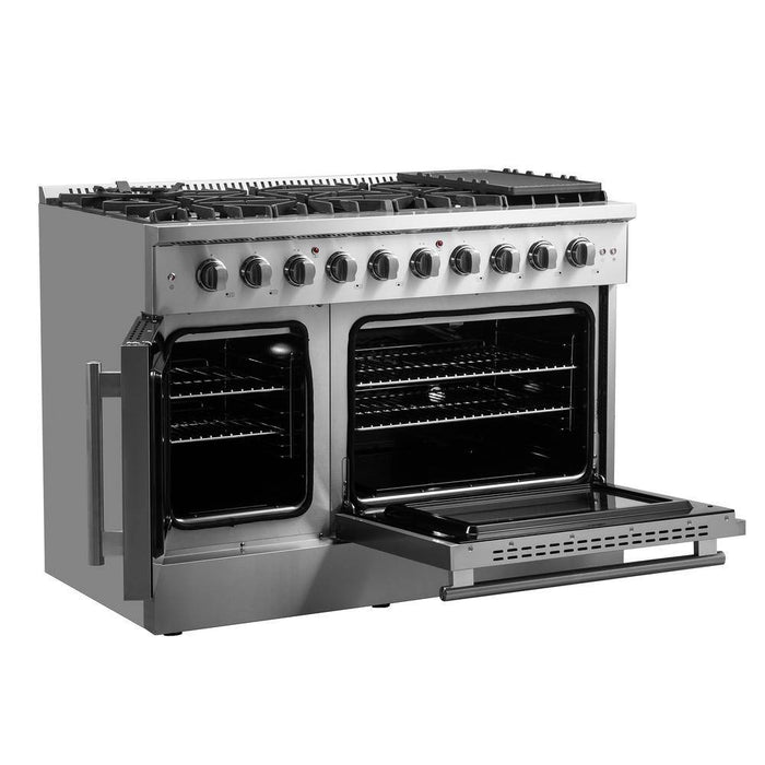 Forno 48" Double Door Gas Range With French Door And 8 Burners, FFSGS6444-48