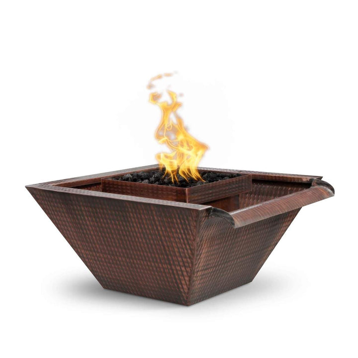 The Outdoor Plus Maya Copper Fire & Water Bowl - Wide Gravity Spill.